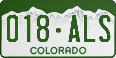 CO license plate 018ALS