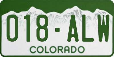 CO license plate 018ALW