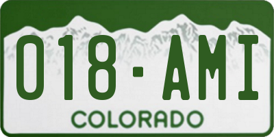 CO license plate 018AMI