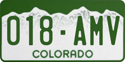 CO license plate 018AMV