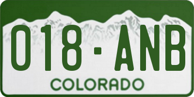 CO license plate 018ANB