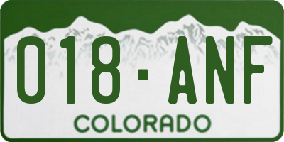 CO license plate 018ANF