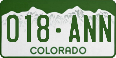 CO license plate 018ANN