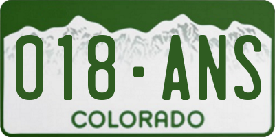 CO license plate 018ANS