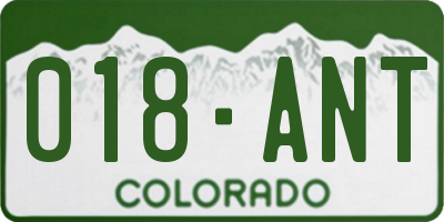 CO license plate 018ANT