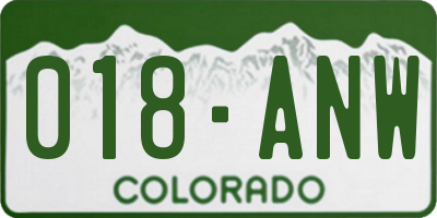 CO license plate 018ANW
