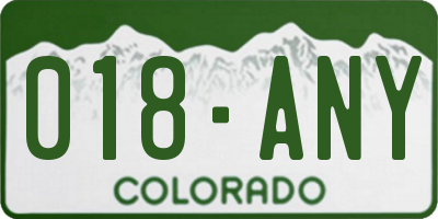 CO license plate 018ANY