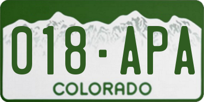 CO license plate 018APA