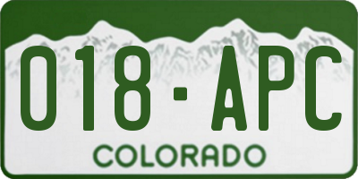 CO license plate 018APC