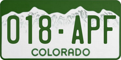 CO license plate 018APF
