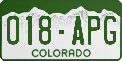 CO license plate 018APG