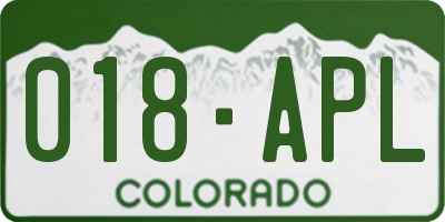 CO license plate 018APL