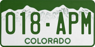 CO license plate 018APM