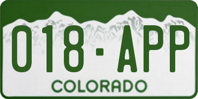 CO license plate 018APP