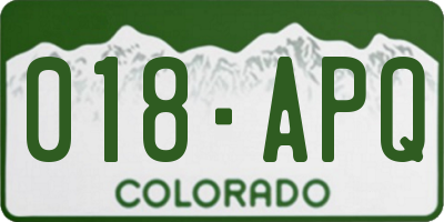 CO license plate 018APQ