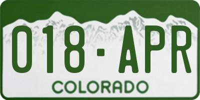 CO license plate 018APR