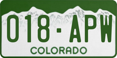 CO license plate 018APW