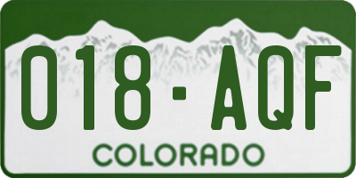 CO license plate 018AQF