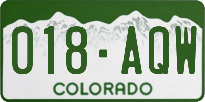 CO license plate 018AQW