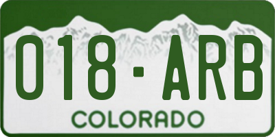 CO license plate 018ARB