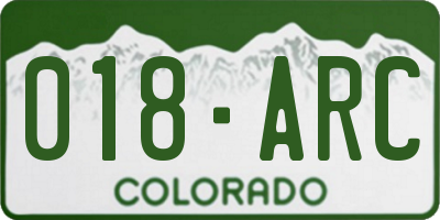 CO license plate 018ARC