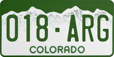 CO license plate 018ARG