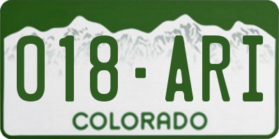CO license plate 018ARI