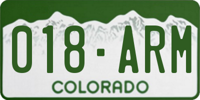 CO license plate 018ARM