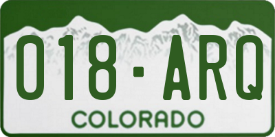 CO license plate 018ARQ