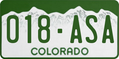 CO license plate 018ASA