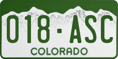 CO license plate 018ASC