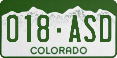 CO license plate 018ASD