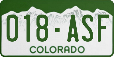 CO license plate 018ASF