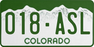 CO license plate 018ASL