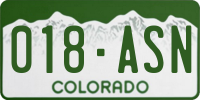 CO license plate 018ASN