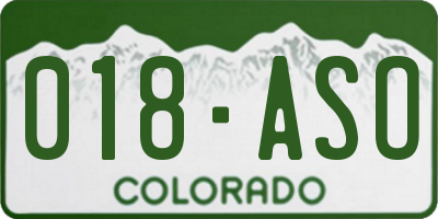 CO license plate 018ASO