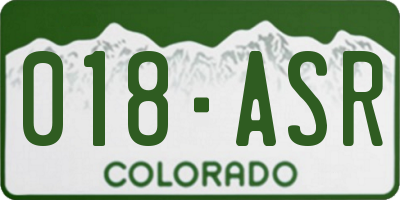 CO license plate 018ASR