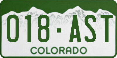 CO license plate 018AST