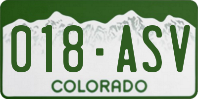 CO license plate 018ASV