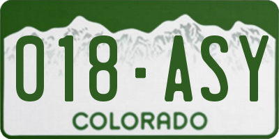 CO license plate 018ASY