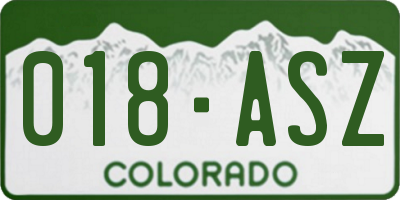 CO license plate 018ASZ