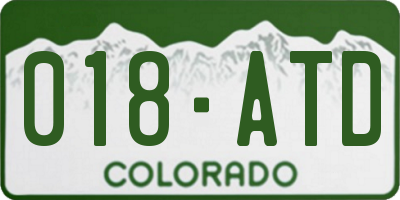 CO license plate 018ATD