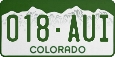 CO license plate 018AUI