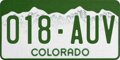 CO license plate 018AUV
