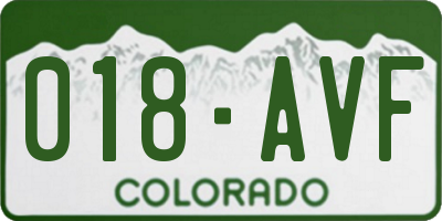 CO license plate 018AVF