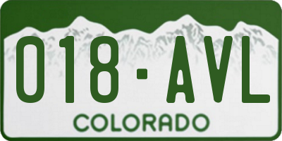 CO license plate 018AVL