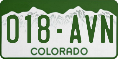 CO license plate 018AVN