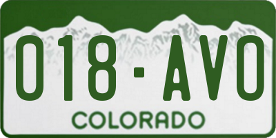 CO license plate 018AVO