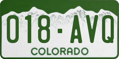 CO license plate 018AVQ