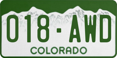 CO license plate 018AWD